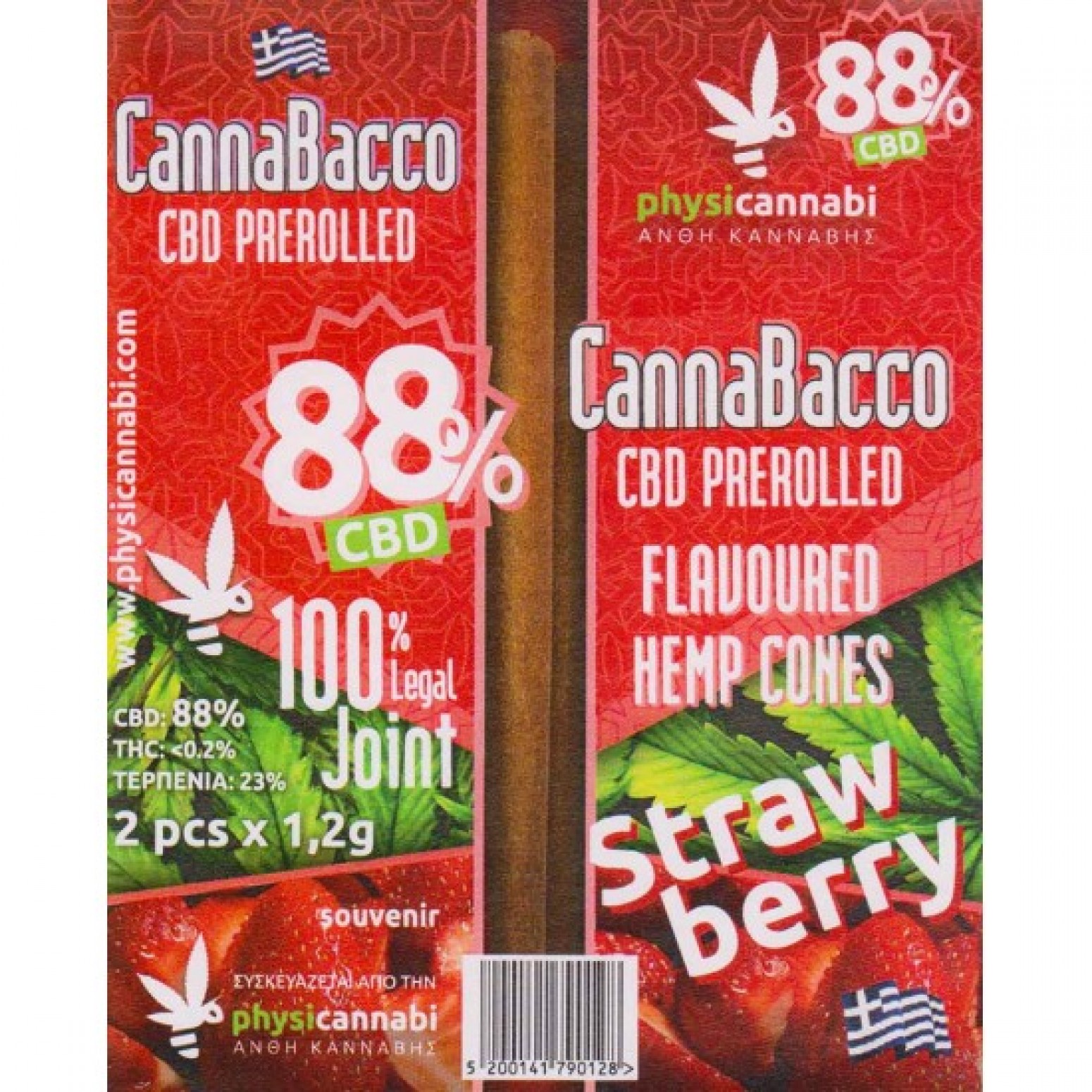 CANNABACCO - CBD PREROLLED FLAVOURED HEMP CONES  Strawberry