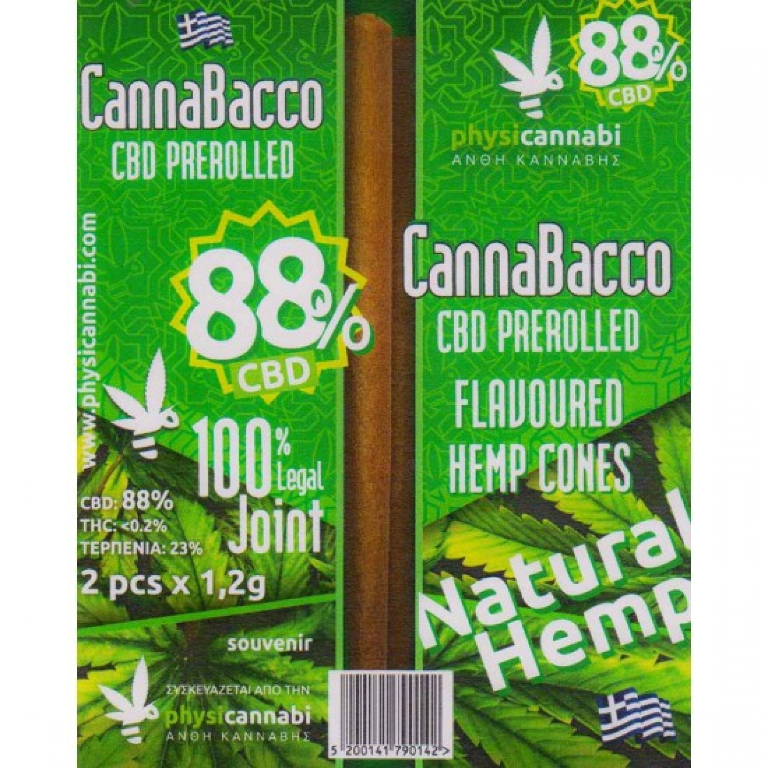 CANNABACCO - CBD PREROLLED FLAVOURED HEMP CONES Natural